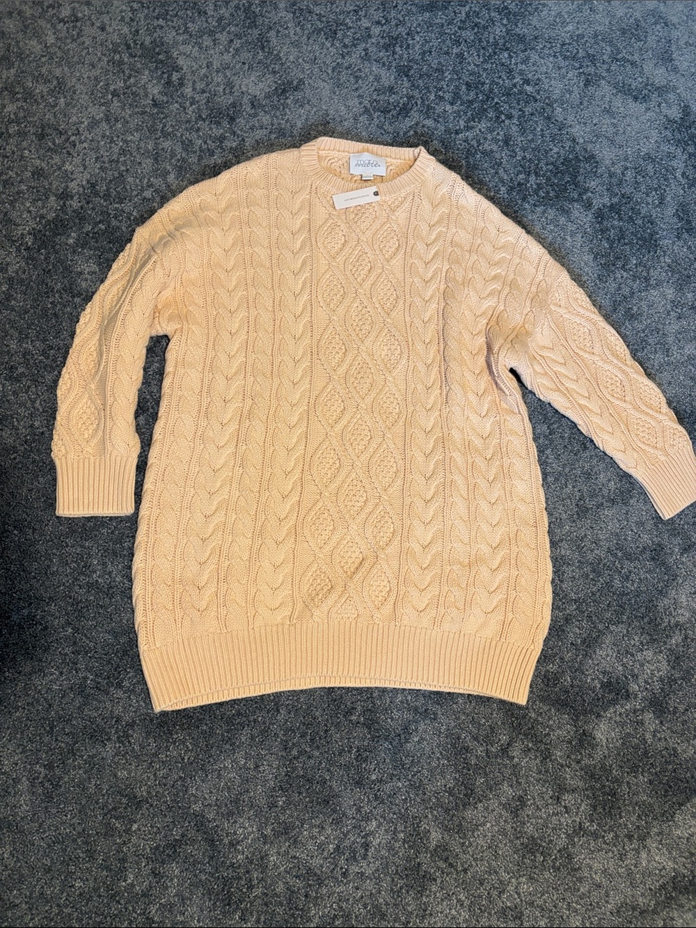 Anthropologie Cable-Knit Crewneck Sweater - Light Peach